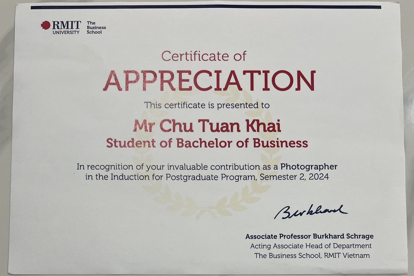 Photographer, postgraduate ceremony